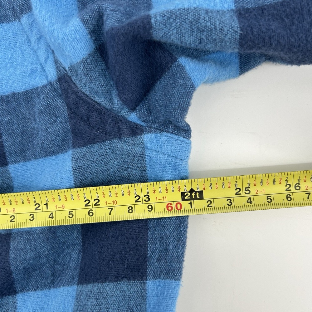 L.L. Bean Chamois Cloth Shirt Mens L Tall Blue‎ Plaid Heavy Flannel Shacket Camp - Picture 6 of 7